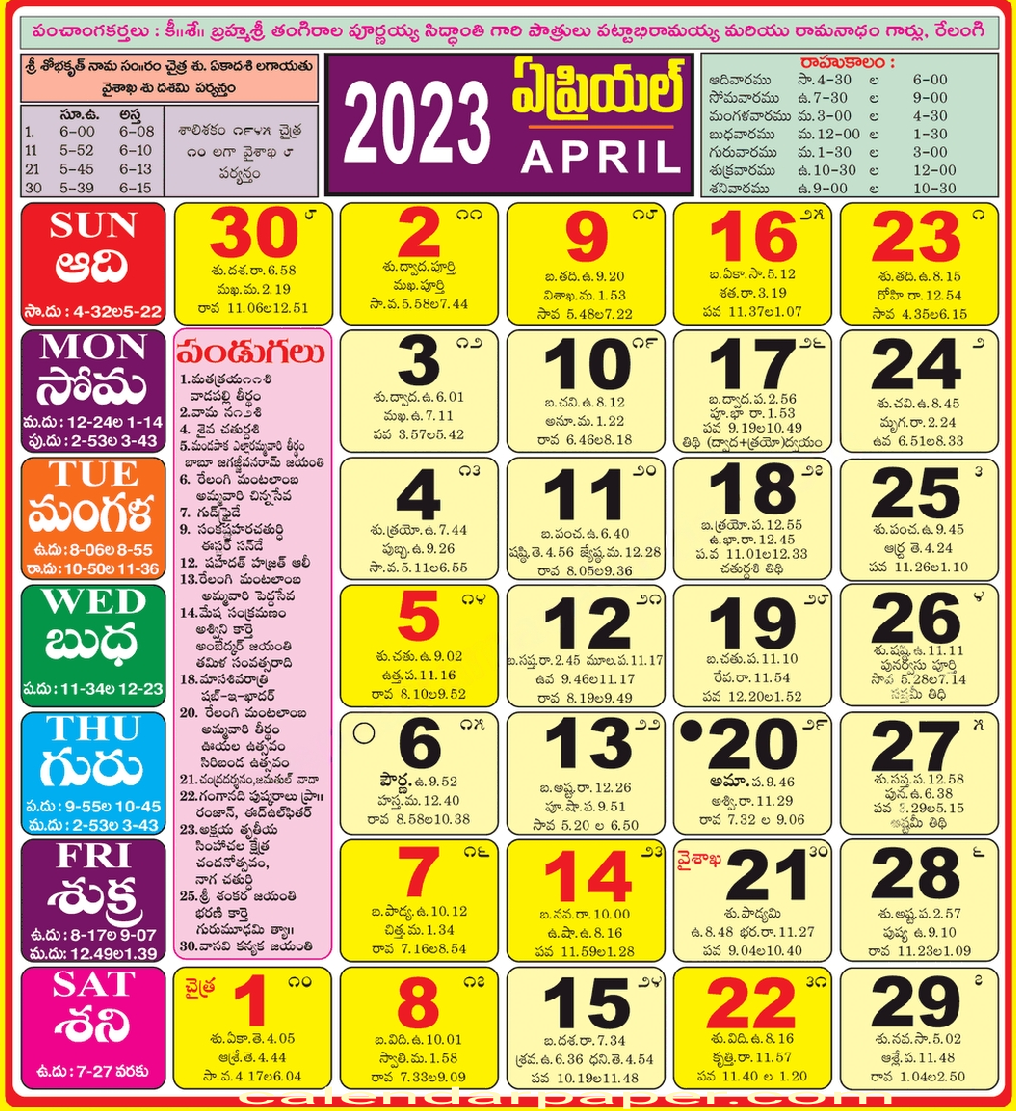 April 2025 Telugu Calendar Free Davita Ellette